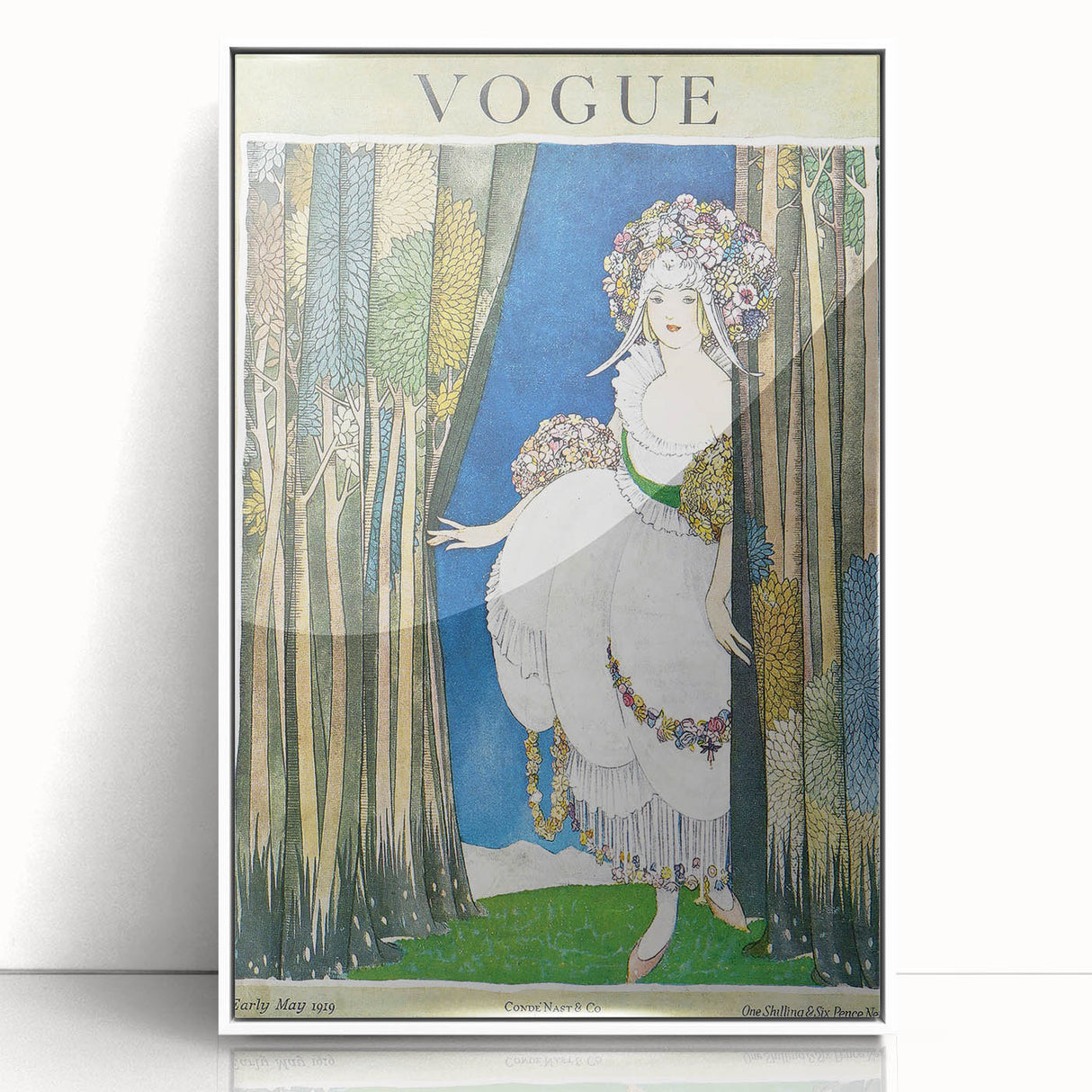 1919 Spring Vogue Cover Print - Floral Fantasy Art Deco Wall Decor