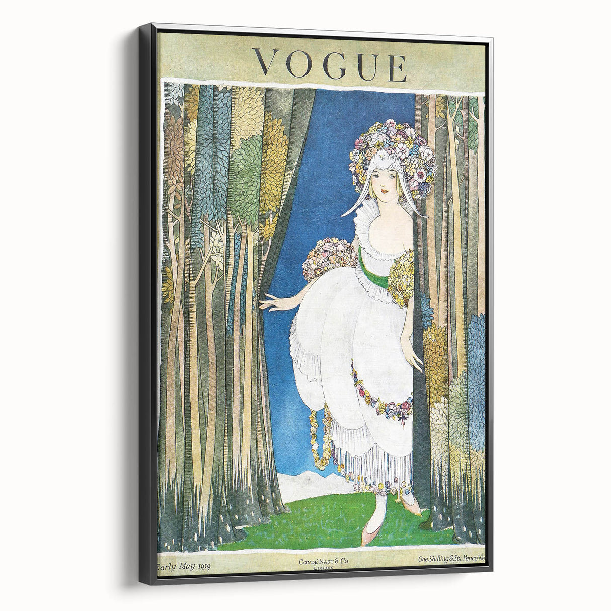 1919 Spring Vogue Cover Print - Floral Fantasy Art Deco Wall Decor