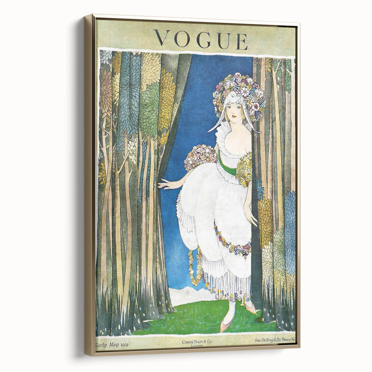 1919 Spring Vogue Cover Print - Floral Fantasy Art Deco Wall Decor