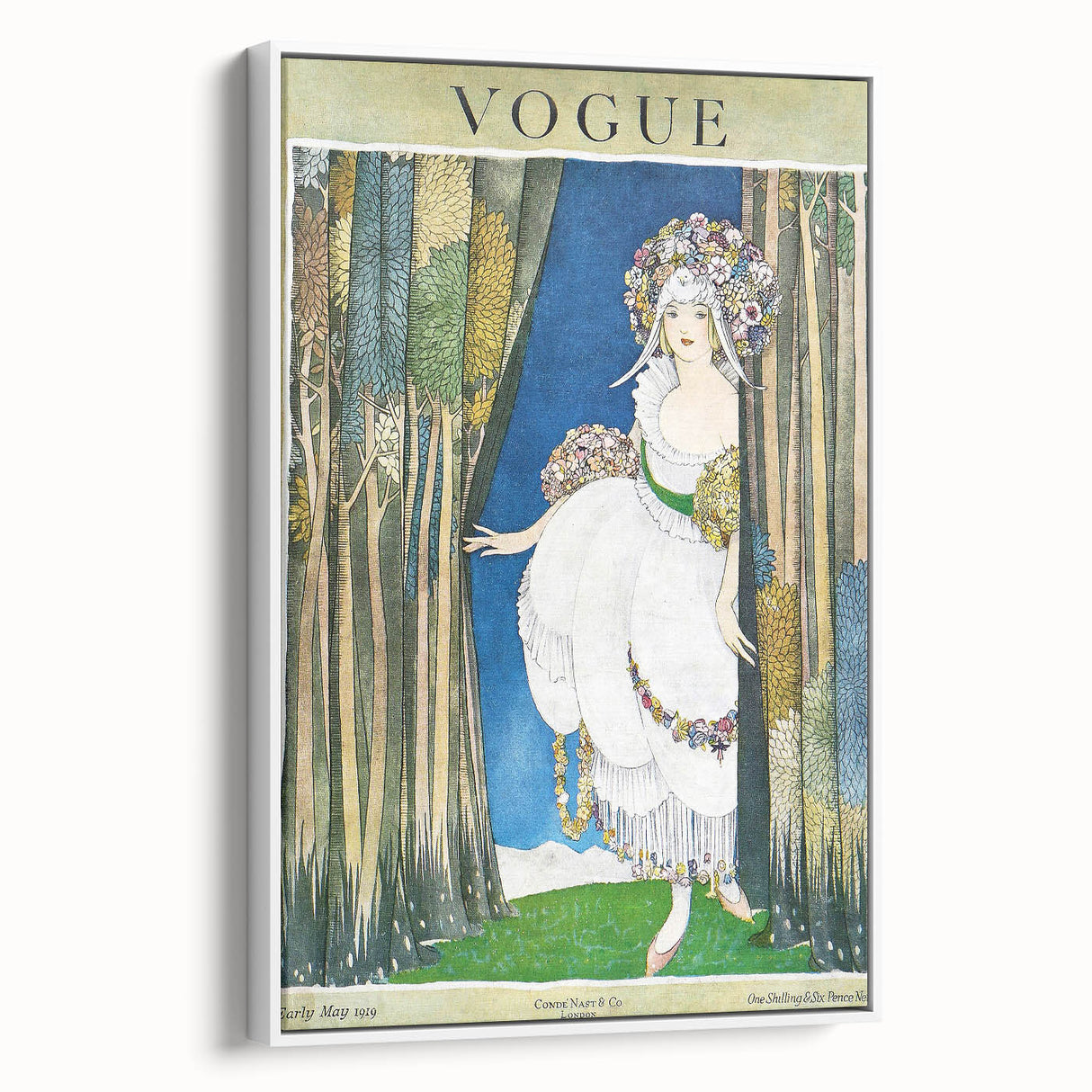 1919 Spring Vogue Cover Print - Floral Fantasy Art Deco Wall Decor