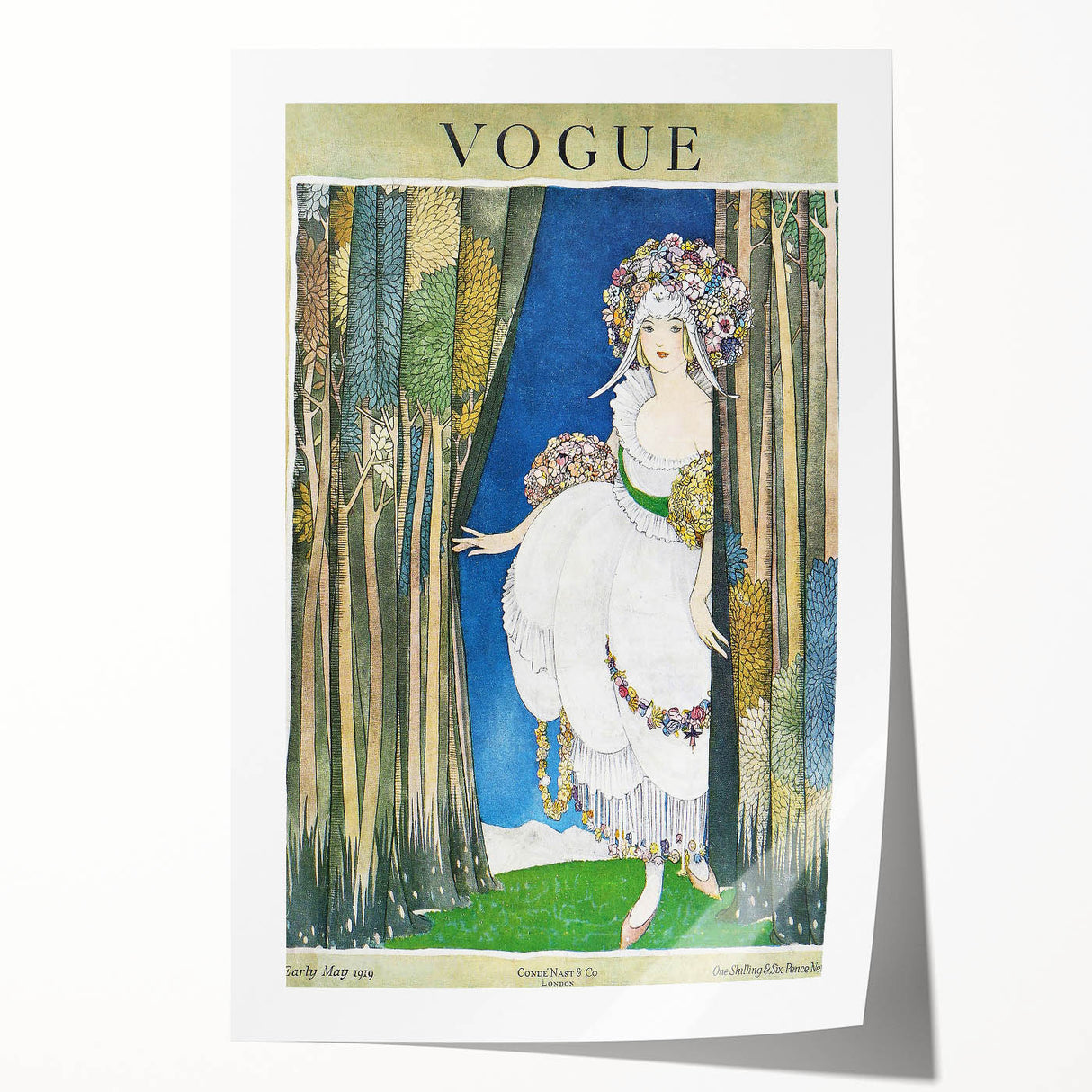 1919 Spring Vogue Cover Print - Floral Fantasy Art Deco Wall Decor