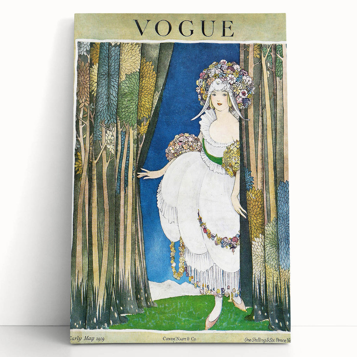 1919 Spring Vogue Cover Print - Floral Fantasy Art Deco Wall Decor