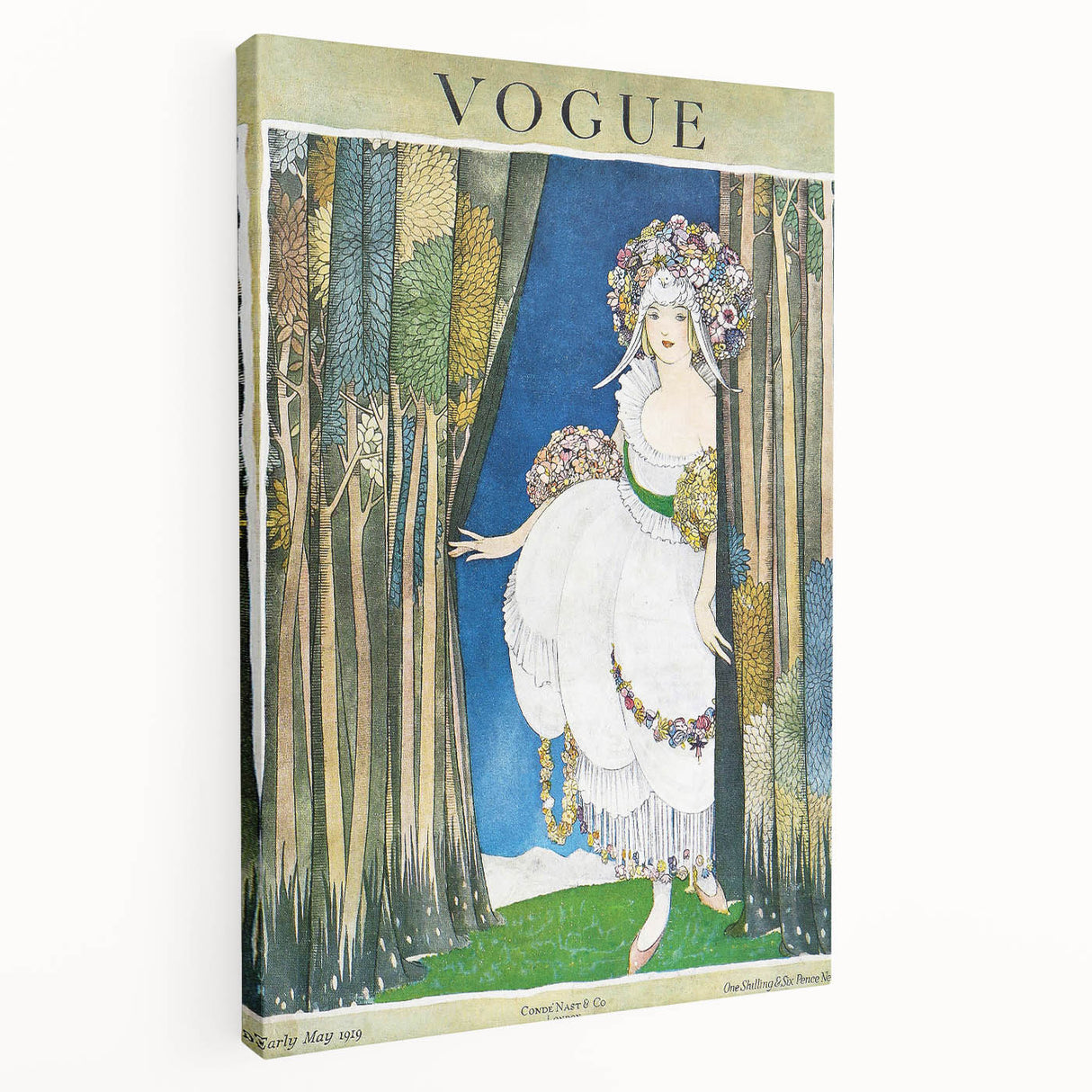 1919 Spring Vogue Cover Print - Floral Fantasy Art Deco Wall Decor