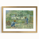 Textured abstract art print in blue and green hues, framed in gold, ideal for bedroom wall decor.