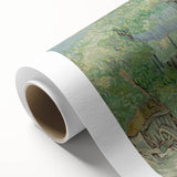 Art deco style poster of a starry night scene in muted blues and yellows on rolled canvas, ideal for nursery wall art.