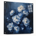 Elegant Navy & White Floral Wall Art - Modern Canvas for Living Room
