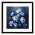 Elegant Navy & White Floral Wall Art - Modern Canvas for Living Room