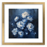 Elegant Navy & White Floral Wall Art - Modern Canvas for Living Room