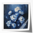 Elegant Navy & White Floral Wall Art - Modern Canvas for Living Room