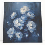 Elegant Navy & White Floral Wall Art - Modern Canvas for Living Room