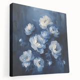 Elegant Navy & White Floral Wall Art - Modern Canvas for Living Room