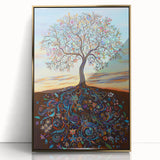 Framed abstract floral artwork on acrylic, featuring vibrant gold accents and a contemporary design, perfect for modern home decor and art enthusiasts.