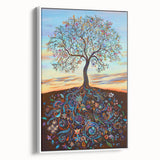 Framed canvas art showcasing an abstract floral design in soft hues of pink and white, displayed in a modern setting with a sleek white frame, perfect for home decor.