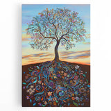 Abstract floral stretched canvas art showcasing vibrant colors and intricate designs, perfect for enhancing modern home decor. Ideal for wall display in living spaces.