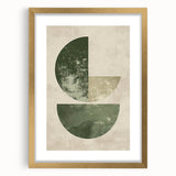 Abstract minimalist wall art framed in gold with a mat, showcasing a contemporary design ideal for modern home decor. Perfect for adding elegance to any space.