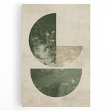 Abstract minimalist wall art on stretched canvas, showcasing a blend of soft pastel colors and geometric shapes, perfect for modern home decor.