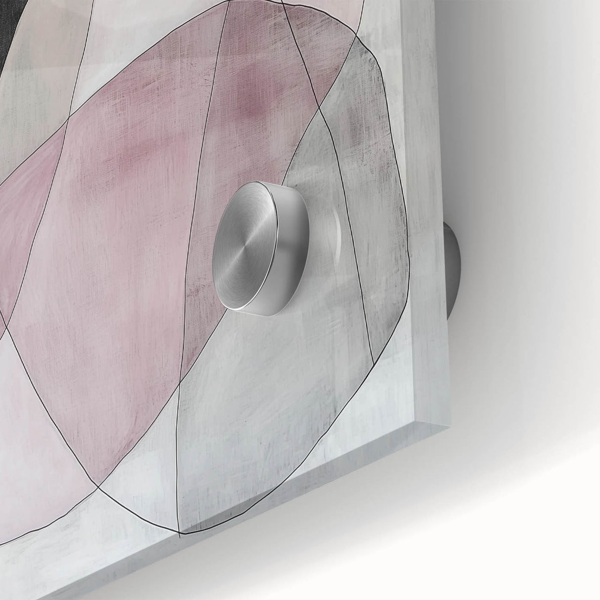 Colorful Abstract Wall Art – Pink, Black & Gray Soft Shape Canvas