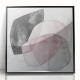Colorful Abstract Wall Art – Pink, Black & Gray Soft Shape Canvas