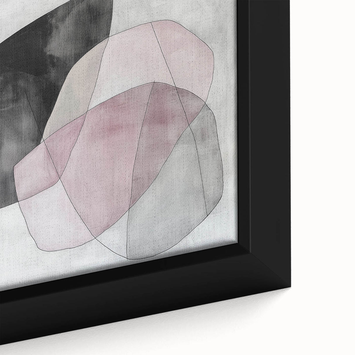 Colorful Abstract Wall Art – Pink, Black & Gray Soft Shape Canvas