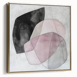 Colorful Abstract Wall Art – Pink, Black & Gray Soft Shape Canvas