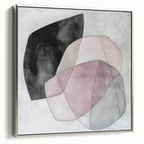 Colorful Abstract Wall Art – Pink, Black & Gray Soft Shape Canvas