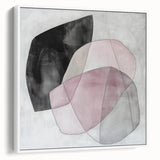 Colorful Abstract Wall Art – Pink, Black & Gray Soft Shape Canvas
