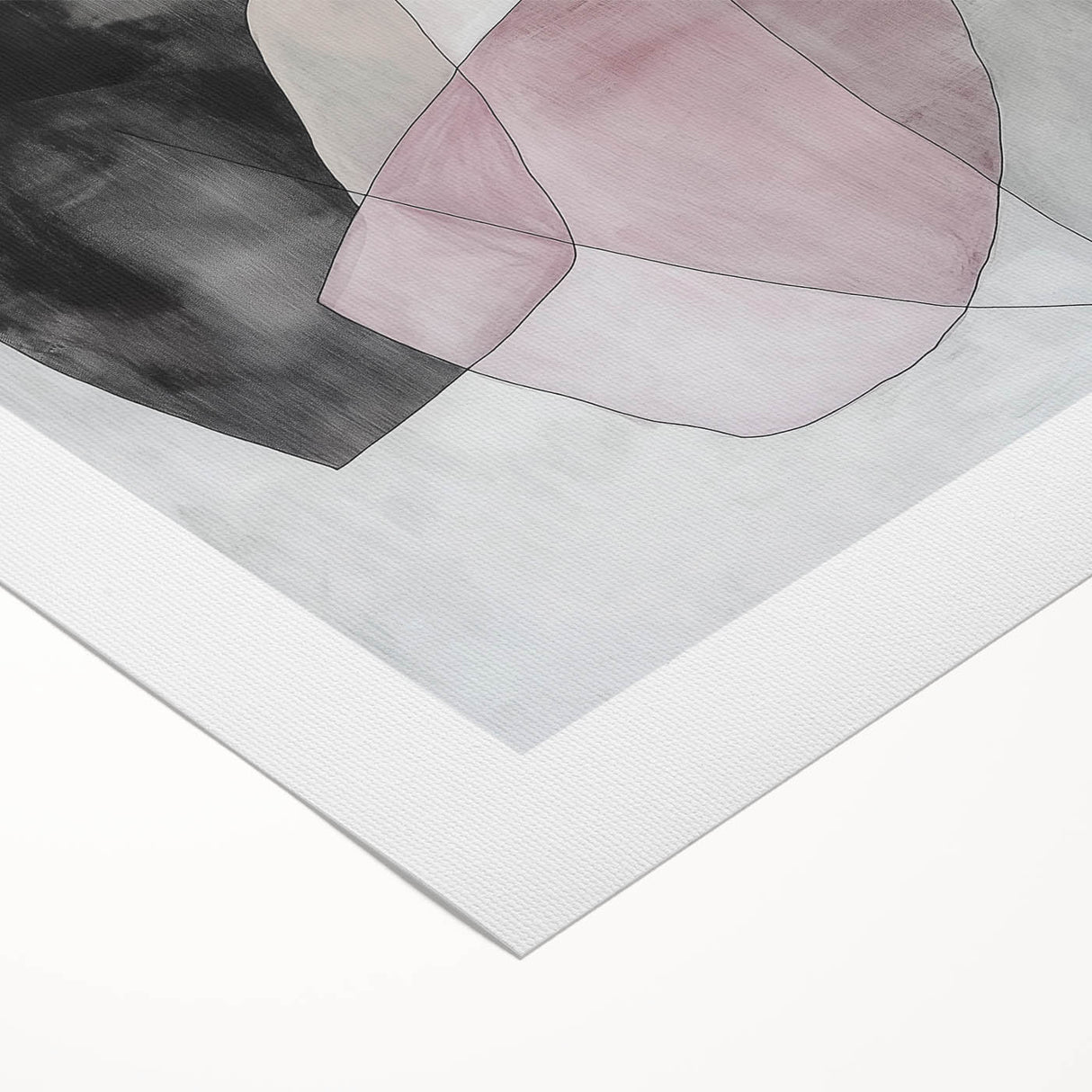 Colorful Abstract Wall Art – Pink, Black & Gray Soft Shape Canvas