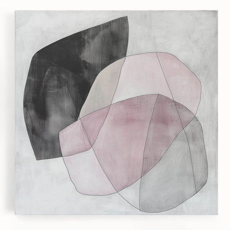Colorful Abstract Wall Art – Pink, Black & Gray Soft Shape Canvas