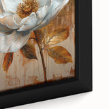 Luxury Gold & White Floral Wall Art - Modern Living Room Canvas