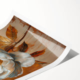 Luxury Gold & White Floral Wall Art - Modern Living Room Canvas