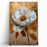 Luxury Gold & White Floral Wall Art - Modern Living Room Canvas