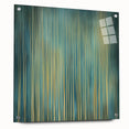 Abstract floral design on acrylic glass, showcasing vibrant colors and intricate patterns, displayed from the side with visible pins for hanging. Ideal for modern decor.