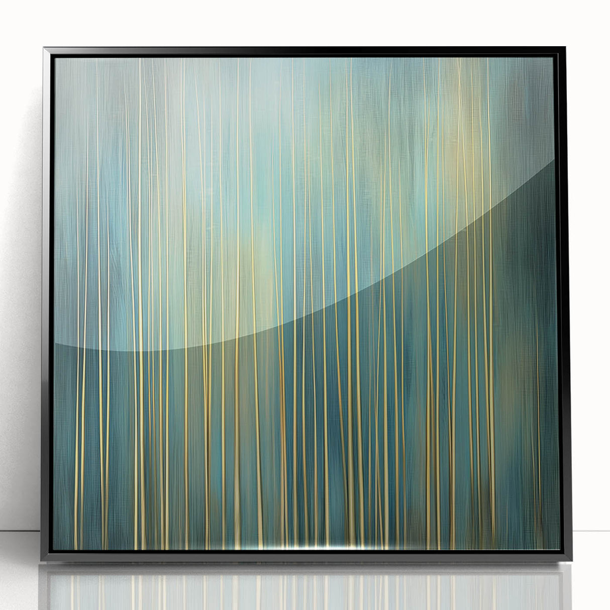 Framed acrylic artwork showcasing an abstract floral design with vibrant colors, set in a sleek black frame, ideal for modern home decor.