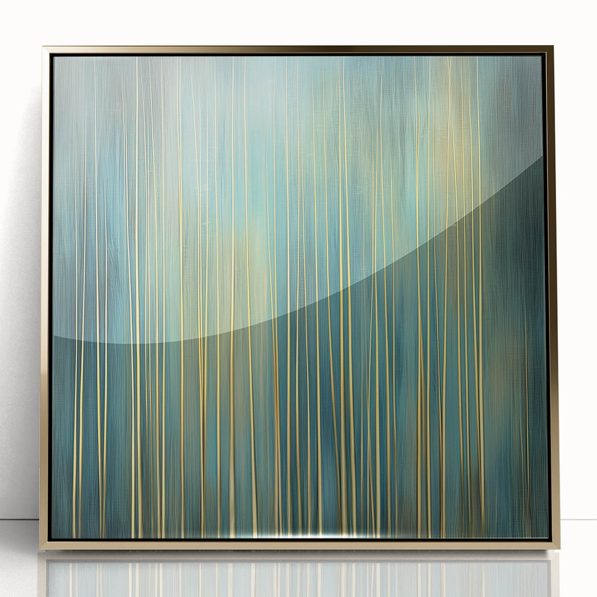 Framed abstract floral artwork in vibrant colors, featuring gold accents and a modern design, perfect for enhancing contemporary home decor.