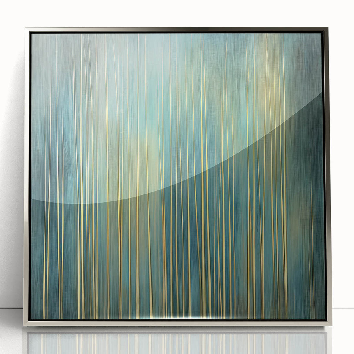 Framed acrylic artwork showcasing vibrant abstract floral designs in hues of pink, blue, and green, set against a sleek silver frame for a modern touch. Ideal for adding a pop of color to contemporary home decor.