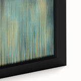 Close-up of an abstract floral framed canvas artwork showcasing vibrant colors like teal and pink, perfect for modern home decor. The intricate details highlight the artistic texture and design, enhancing any living space.