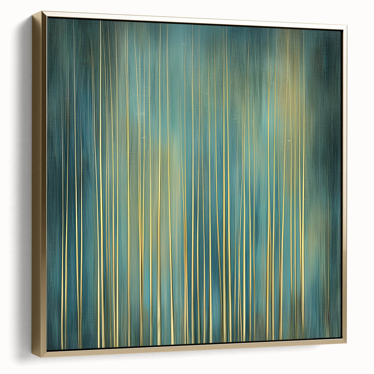 Framed canvas artwork displaying an abstract floral design in silver and gold hues, beautifully styled to enhance modern home decor aesthetics. The piece features intricate detailing and a contemporary frame, making it a striking focal point for any living space.