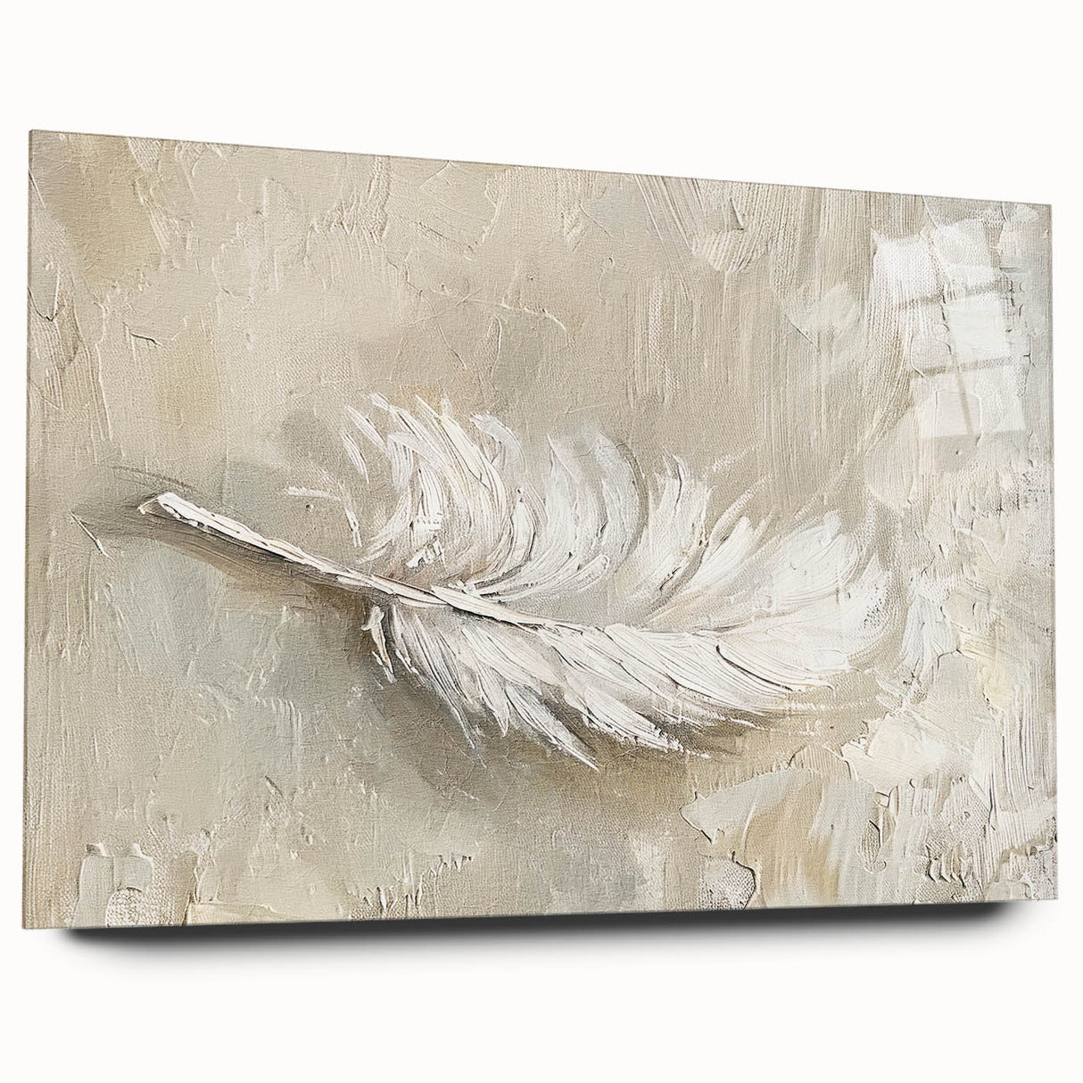 Abstract minimalist wall art displayed in an acrylic glass frame, showcasing soft pastel colors and geometric shapes, ideal for modern home decor.