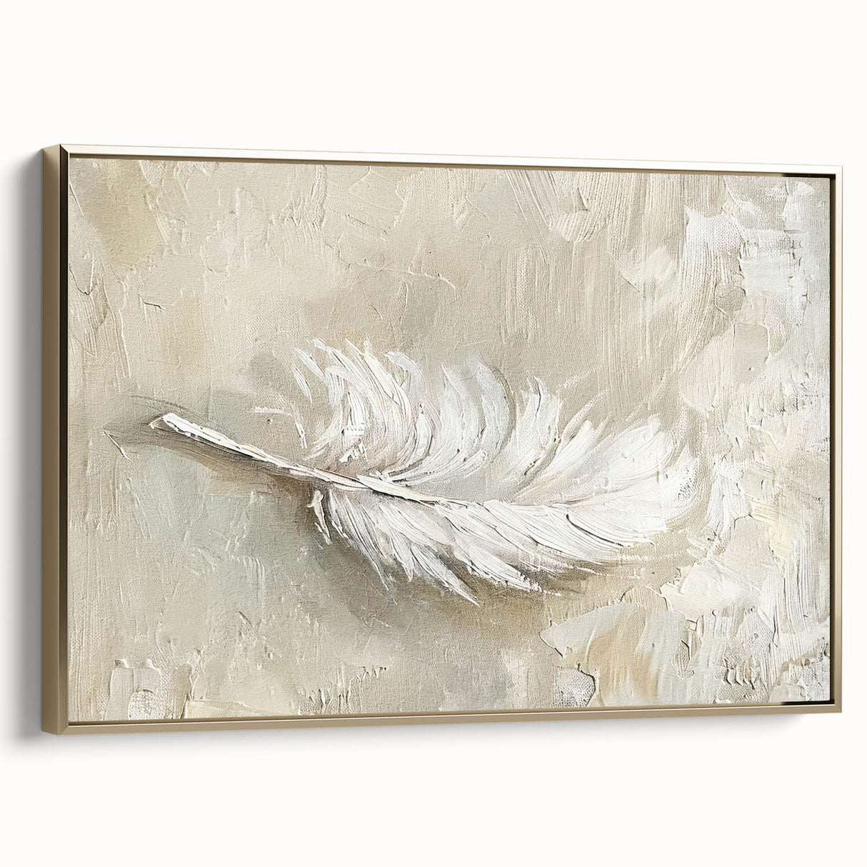Framed abstract minimalist wall art on canvas with gold accents, displayed from a side view, showcasing a sleek design ideal for modern decor.