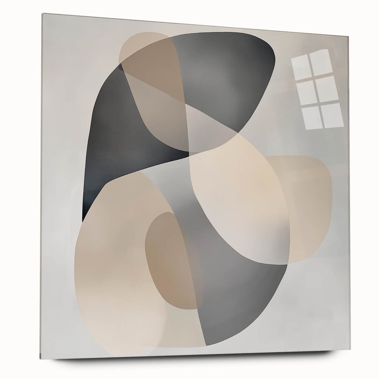 Abstract Art Prints – Beige & Gray Organic Shape Modern Wall Canvas
