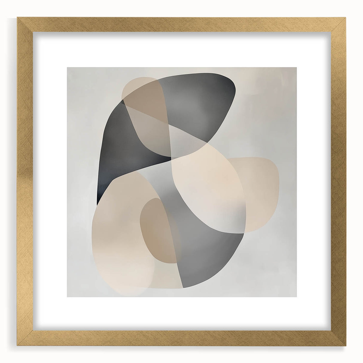 Abstract Art Prints – Beige & Gray Organic Shape Modern Wall Canvas