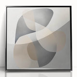 Abstract Art Prints – Beige & Gray Organic Shape Modern Wall Canvas