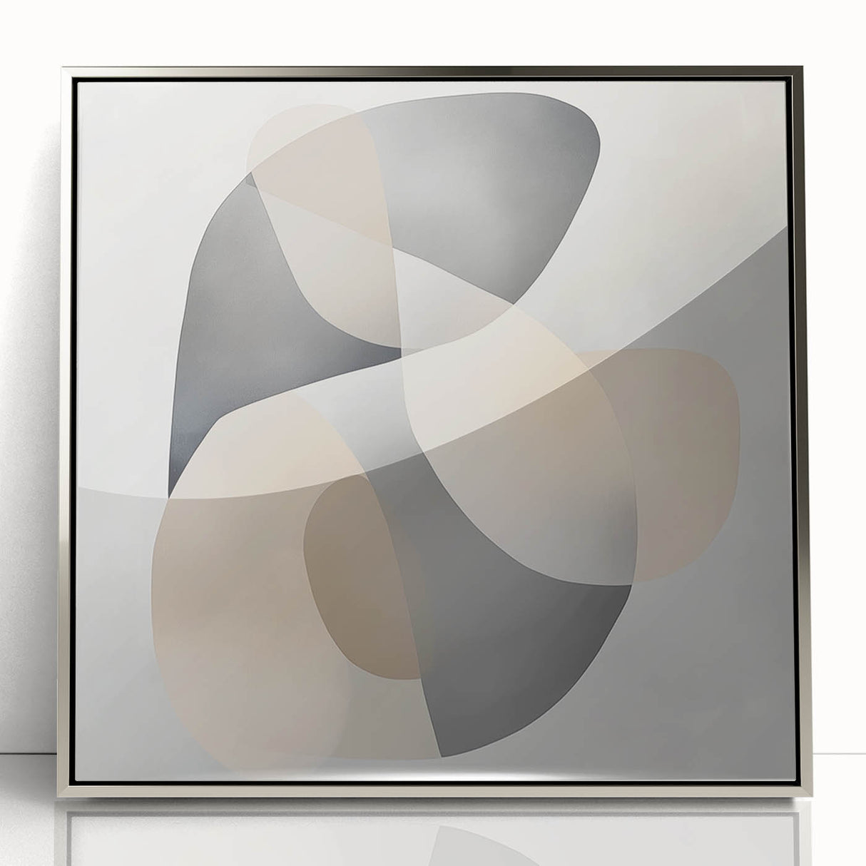 Abstract Art Prints – Beige & Gray Organic Shape Modern Wall Canvas