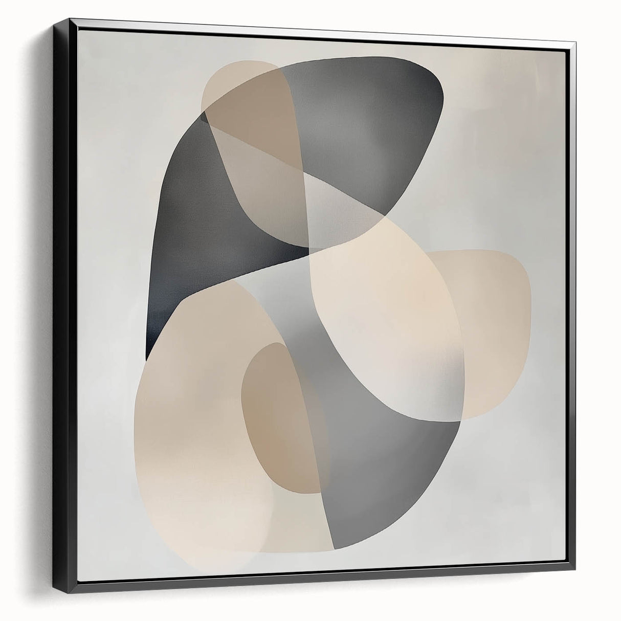 Abstract Art Prints – Beige & Gray Organic Shape Modern Wall Canvas