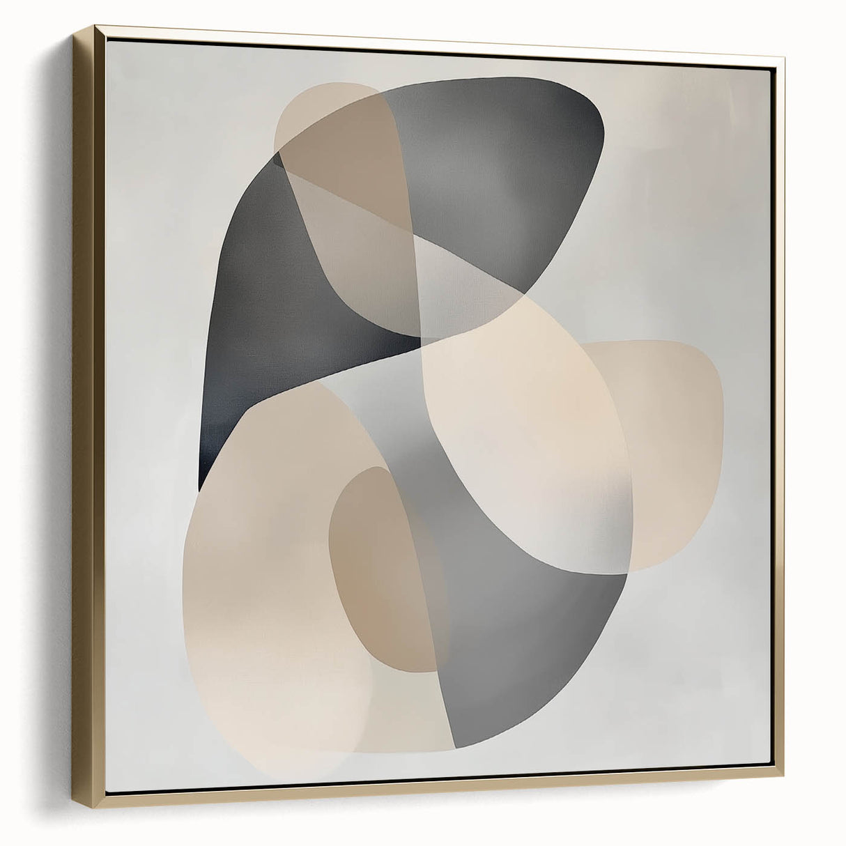 Abstract Art Prints – Beige & Gray Organic Shape Modern Wall Canvas