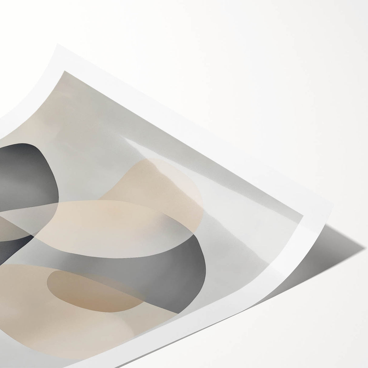 Abstract Art Prints – Beige & Gray Organic Shape Modern Wall Canvas