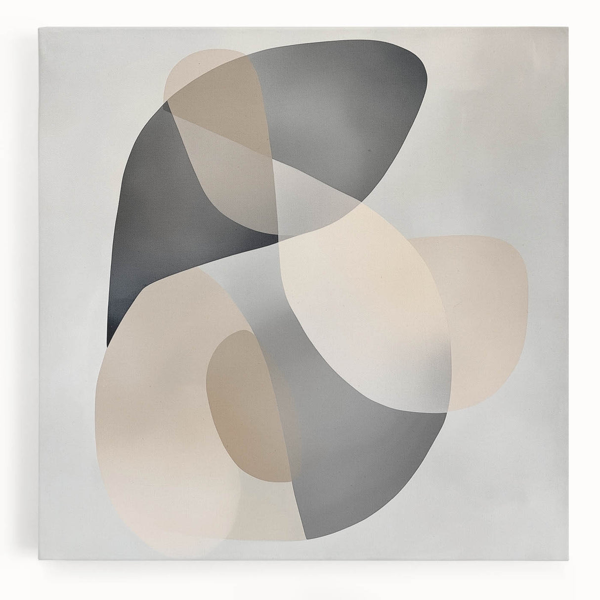 Abstract Art Prints – Beige & Gray Organic Shape Modern Wall Canvas