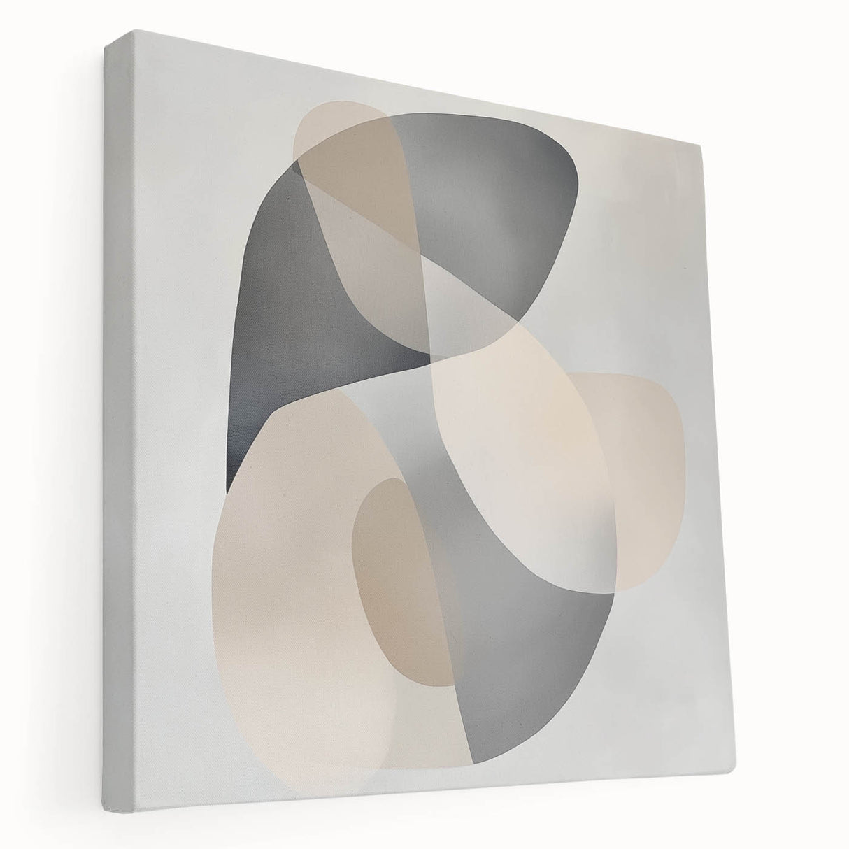 Abstract Art Prints – Beige & Gray Organic Shape Modern Wall Canvas