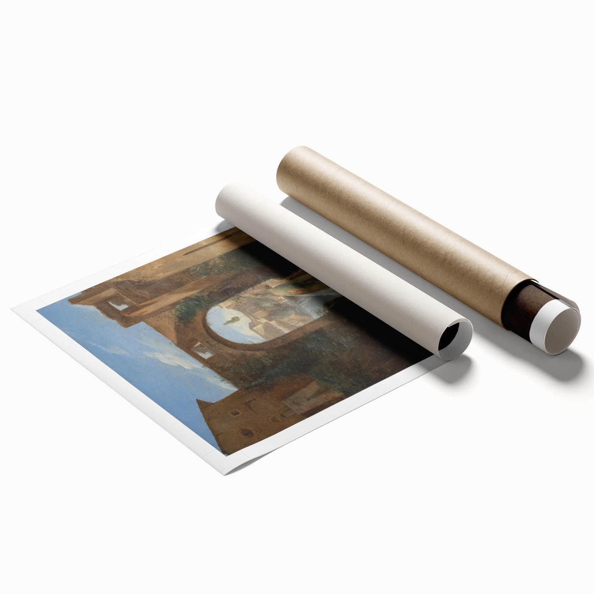 Romanticism Art: Ponte San Rocco by Granet - Landscape Canvas Print
