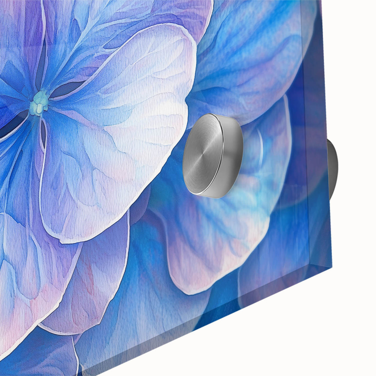 Close-up of a vibrant abstract floral acrylic artwork on glass, showcasing intricate details and rich colors, perfect for modern home decor.